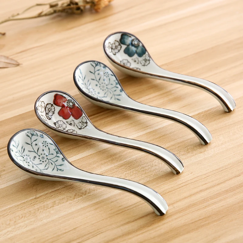 ILFML керамические суповые ложки с длинной ручкой кухонная посуда десертная чайная