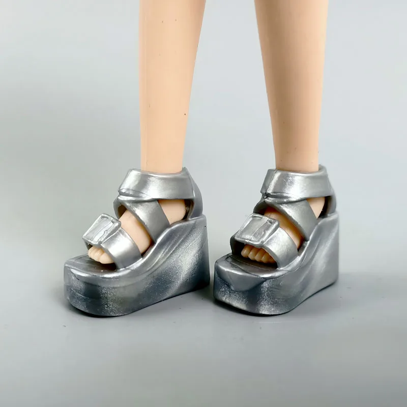 

5pairs/lot Fashion Wedge Platform Heel Shoes for Barbie Doll Summer Sandals Sneakers for Blythe Doll Accessories Kids Toys 1/6