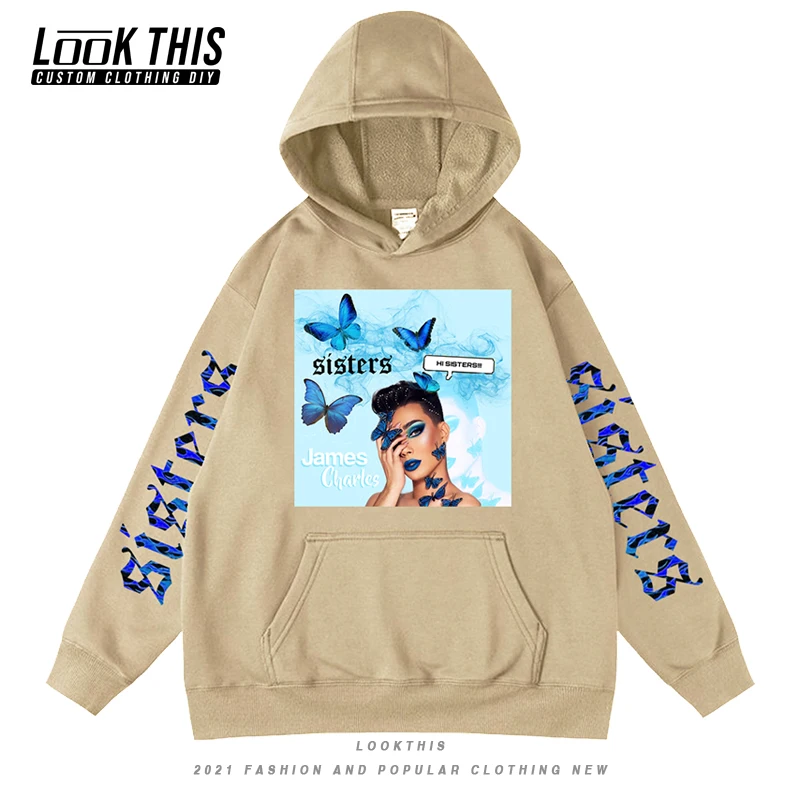 

James Charles Y2k Man Hoodies Sweatshirt Oversized Hoodie Mens Graffiti Sisters Letter Print Hoodies Sweatshirts Warm Hooded