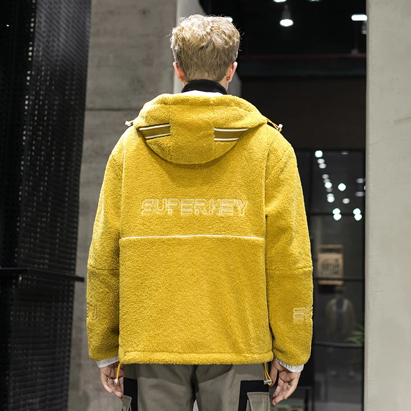 Men's Jacket Winter Jacket Coat Men White Autumn Men Coat New Trend Casual Hooded Sportswear Double-sided Lamb Fur Coat MWM099