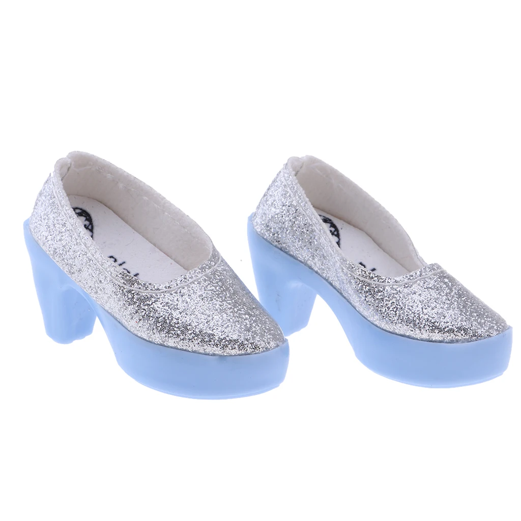 

1 Pair PU Leather Shoes for 1/4 BJD Girl Dolls Clothes Dress Up Accessory (Silver)