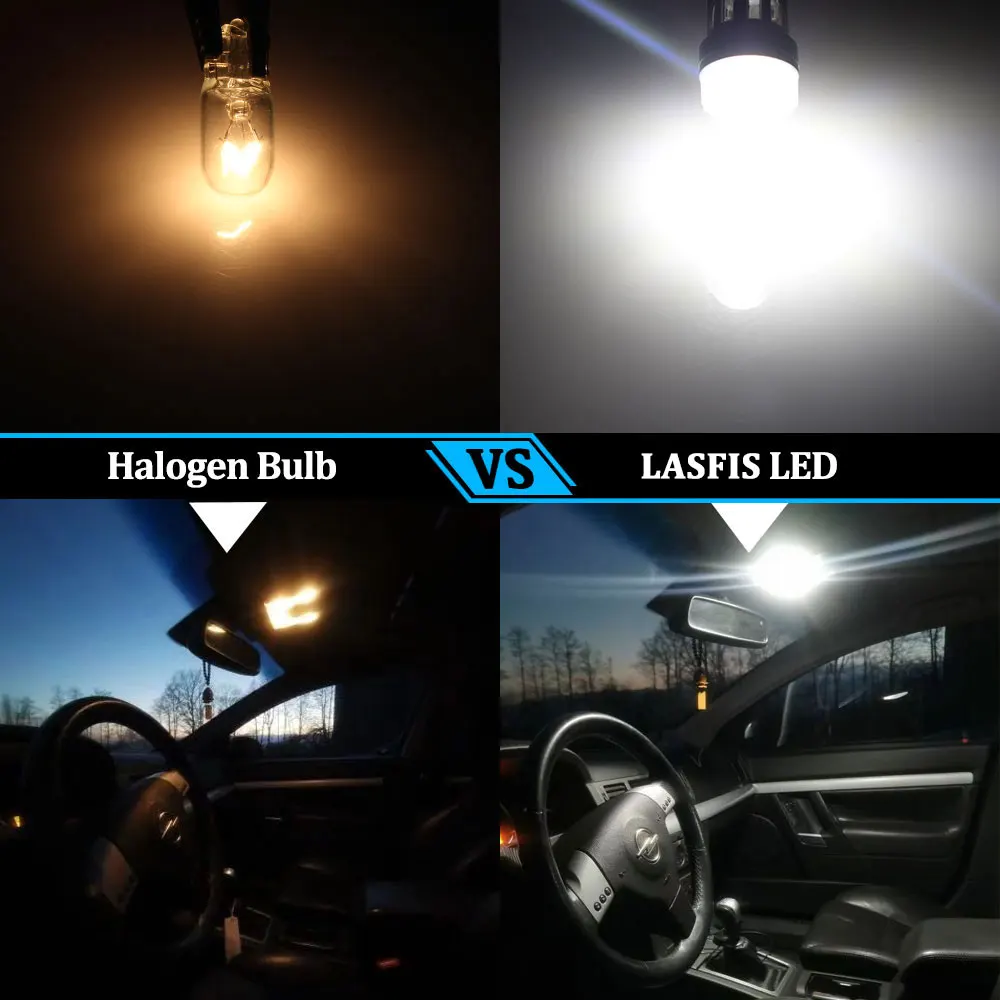 

LASFIS 2x Car 5W5 LED Bulb T10 W5W LED Signal Light Canbus 12V 6000K Auto Claerance Wedge Side Reverse Lamps
