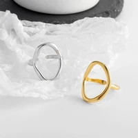 rings for women minimalist irregular hollow ellipse gold silver color geometric ring for women open rings