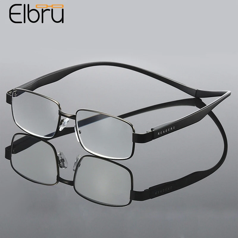 

Elbru Fashion Neck Hanging With Magnet Reading Glasses Portable Metal Frame Presbyopic Eyeglasses Women Men Antifatigue Eyewear