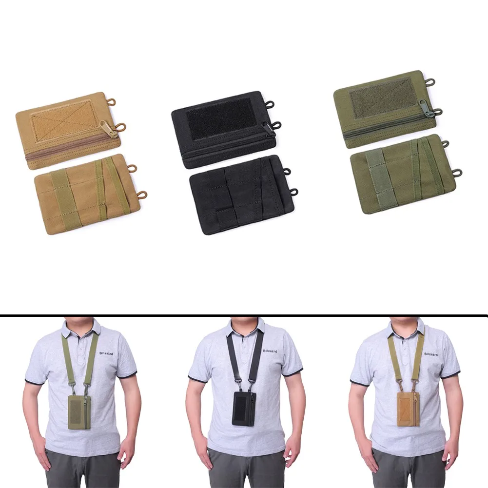 Outdoor Wallet Pouch W/ Shoulder Strap Military Key Pouch Card Coin Mini Wallet Shoulder Strap Bag For Camping Hiking Hunting