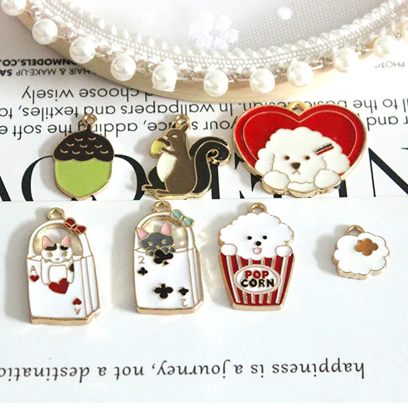 

10 шт./лот сосновые конусы, эмалевые Подвески в виде белки, кота, животных для самостоятельного изготовления сережек, ювелирных изделий, голо...