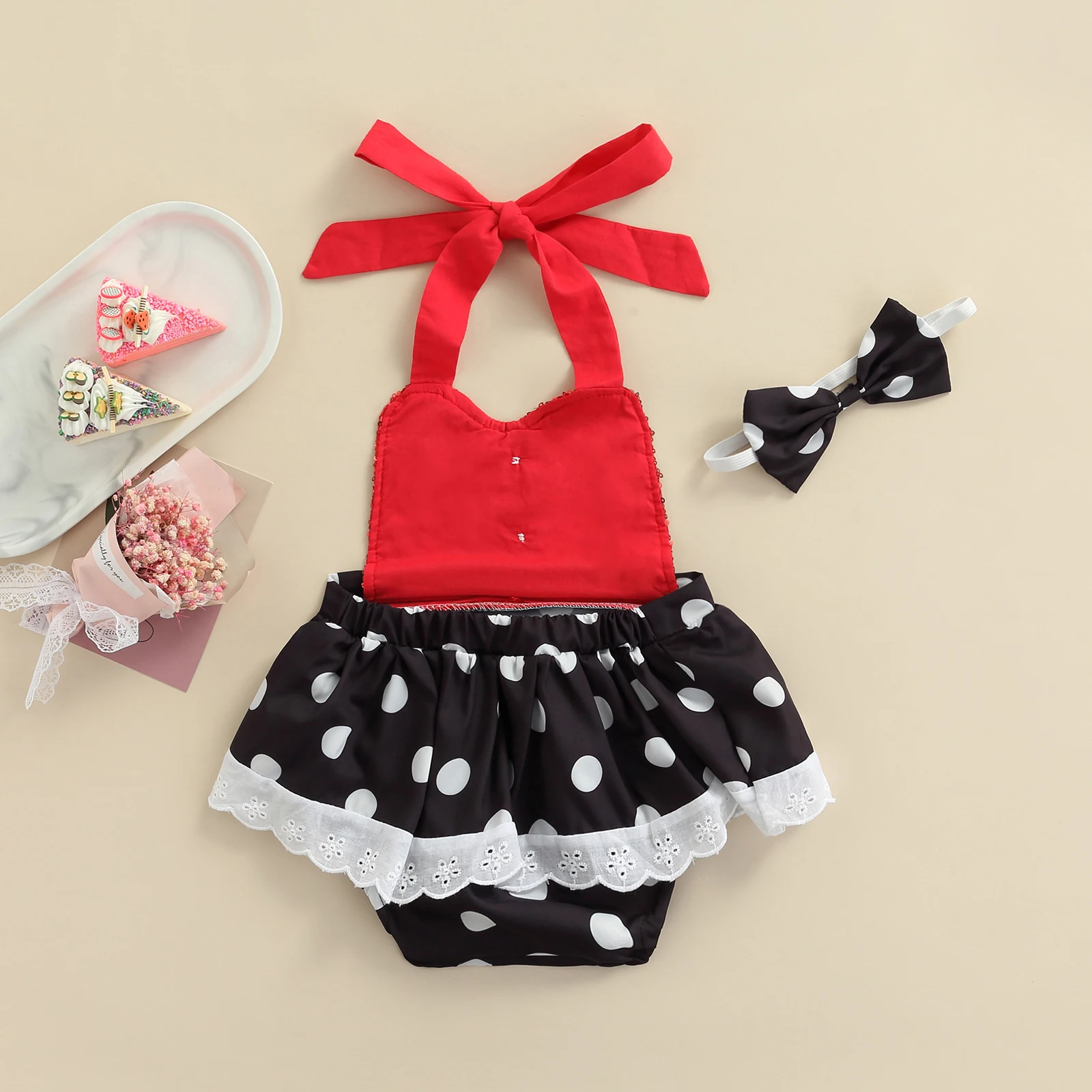 Комбинезон для маленьких девочек повязка на голову с блестками в горошек платье