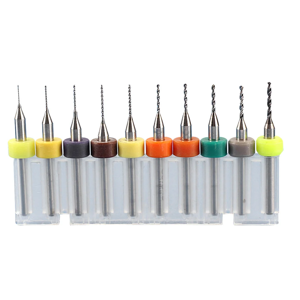 

10 PCS/ Set PCB Circuit Board Carbide Drill Bits Micro Engraving Drill Bits Set for SMT CNC Rotary Tool 0.1mm to 1.0mm