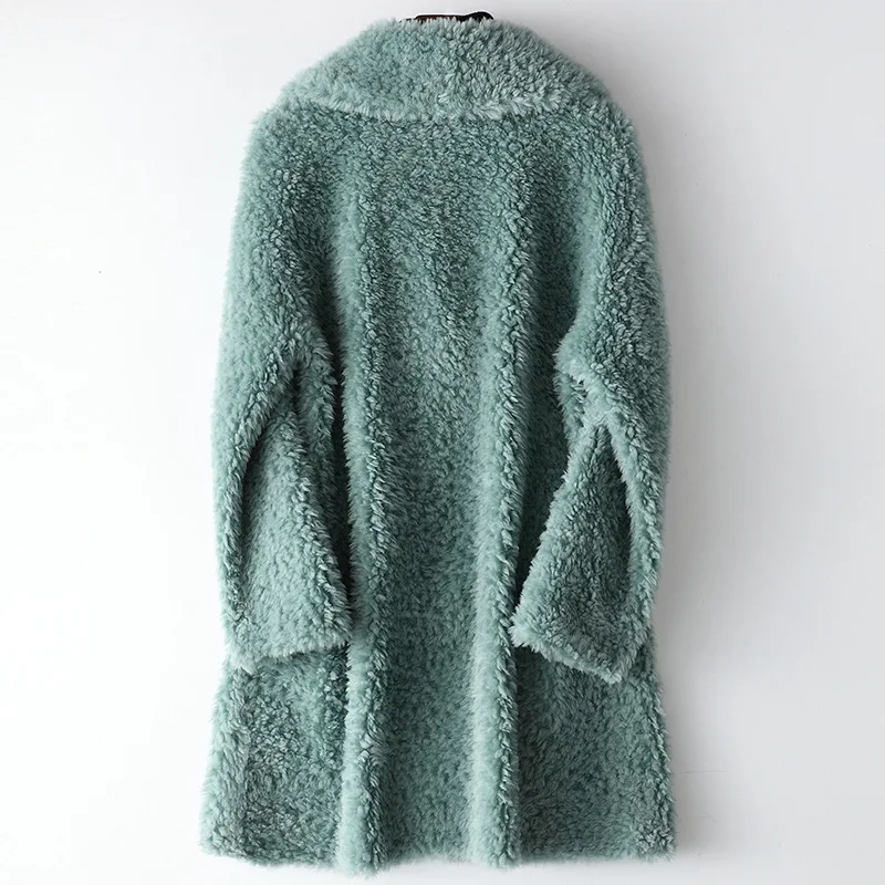 Female Long Composite Fur One Coat New Style Women 2020 Fashion Winter Jacket Autumn Elegant Solid Color Wool Sheep Shearer Coat