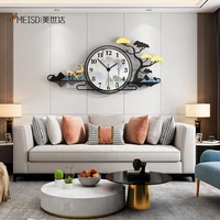 Extra Large Metal Wall Clock Modern Design Creative Deer Landscape Clock Home Decorative Mural Acrylic Wall Watch Light Luxury