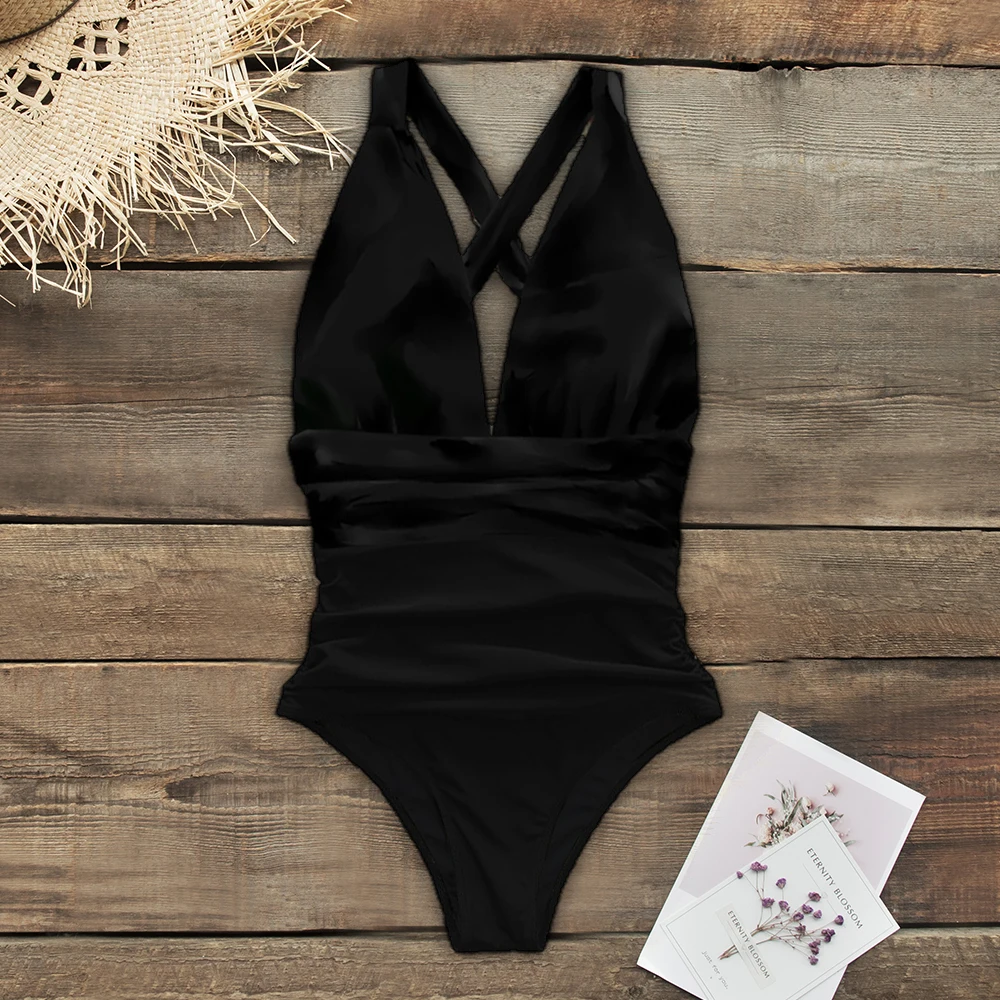 Фото Green In The Forest One-piece Swimsuit Women Deep V neck Back Cutout Ruffle Monokini 2021 Summer Bathing Suit Swimwear Спорт и Green In The Forest One-piece Swimsuit Women Deep V neck Back Cutout Ruffle Monokini 2021 Summer Bathing Suit Swimwear Спорт и