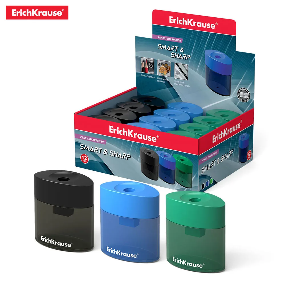 Пластиковая точилка ErichKrause Smart&Sharp с контейнером цвет корпуса ассорти (в коробке
