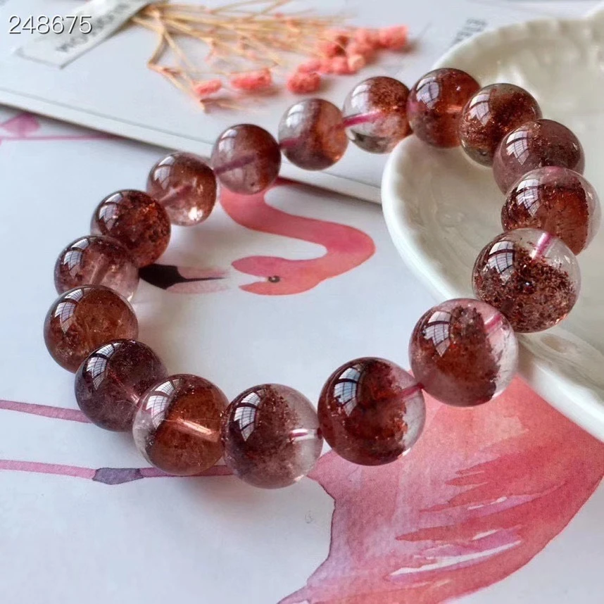 

Genuine Natural Lepidocrocite Quartz Red Super 7 Crystal Bracelet 12.2mm Woman Men Round Beads Stretch Gemstone AAAAAA
