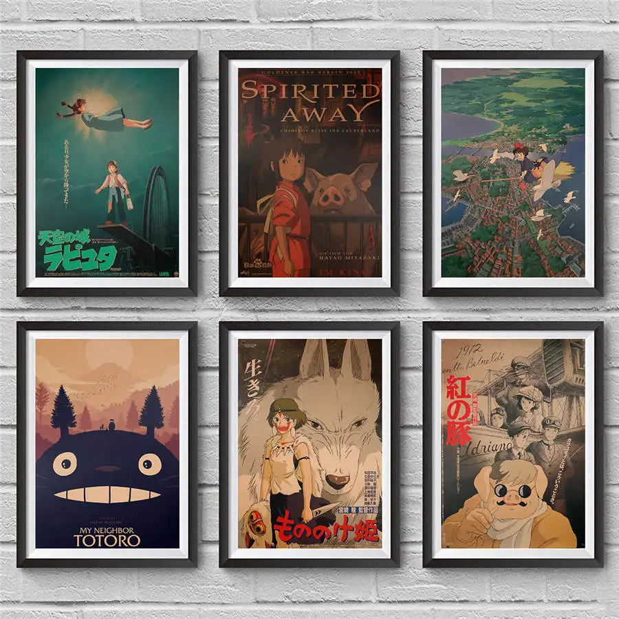 Hayao Miyazaki фильм винтажный настенный плакат стикер комиксов мультфильм для кафе