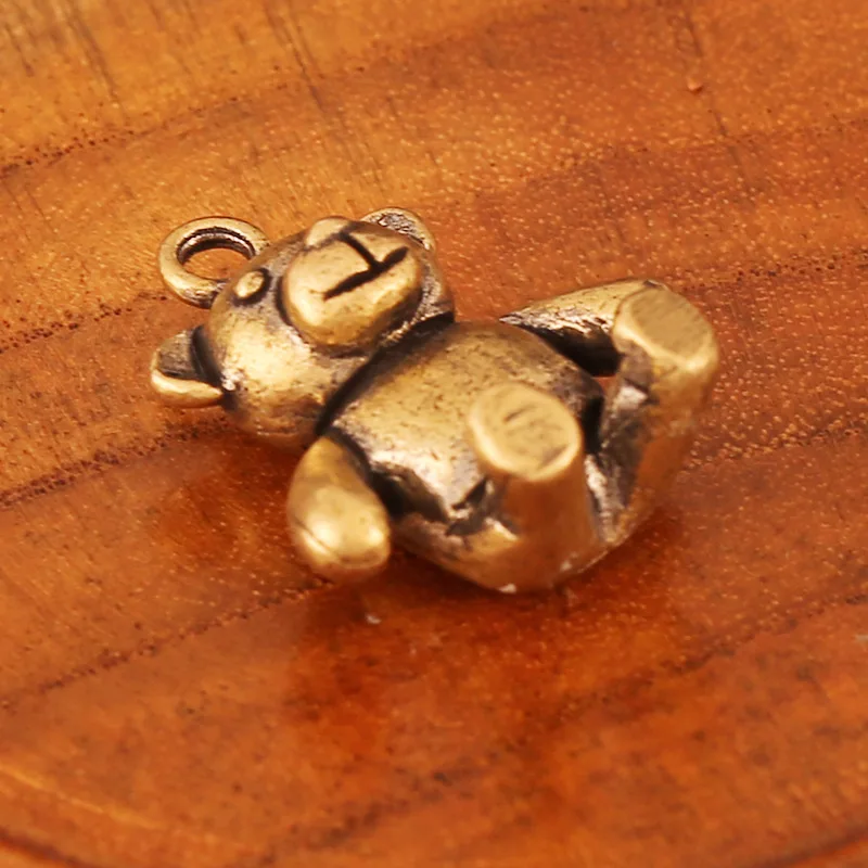 Медный кулон в виде мультяшного медведя ручной работы металлическая латунная игрушка животных мужской