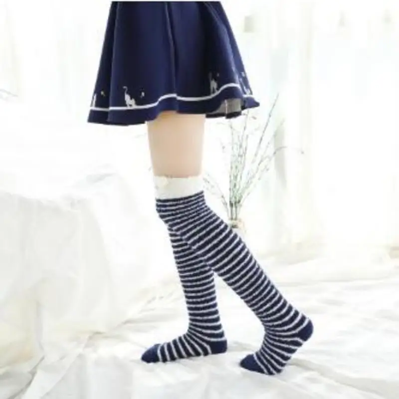 Женские носки до бедра для девочек зимние вязаные теплые толстые высокие Гольфы