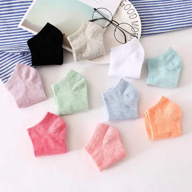 

10 Pair Women Cotton Socks Spring Summer Cute Candy Color Boat Socks Snowflake Soft Ankle Socks Breathable Slippers Girls Meias