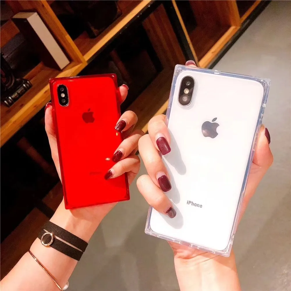 Прозрачные чехлы с квадратными углами для iPhone 11 Pro XR XS Max X тонкий чехол подушкой
