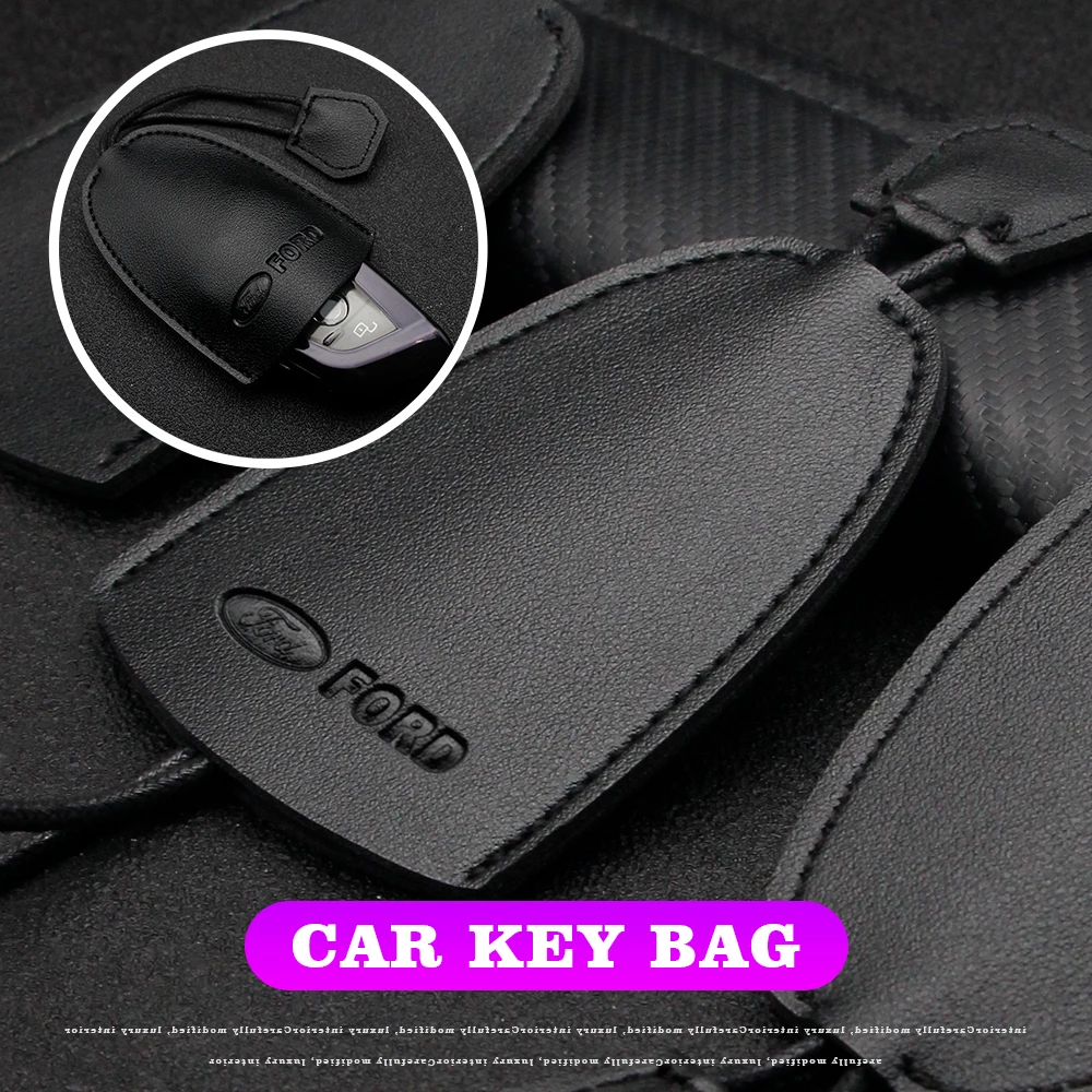 

Car Logo Pull Type Key Bag PU Leather Key Case Keychains Auto Accessories For Ford Focus Mk2 Party Mk3 Ranger Mondeo MT Mustang