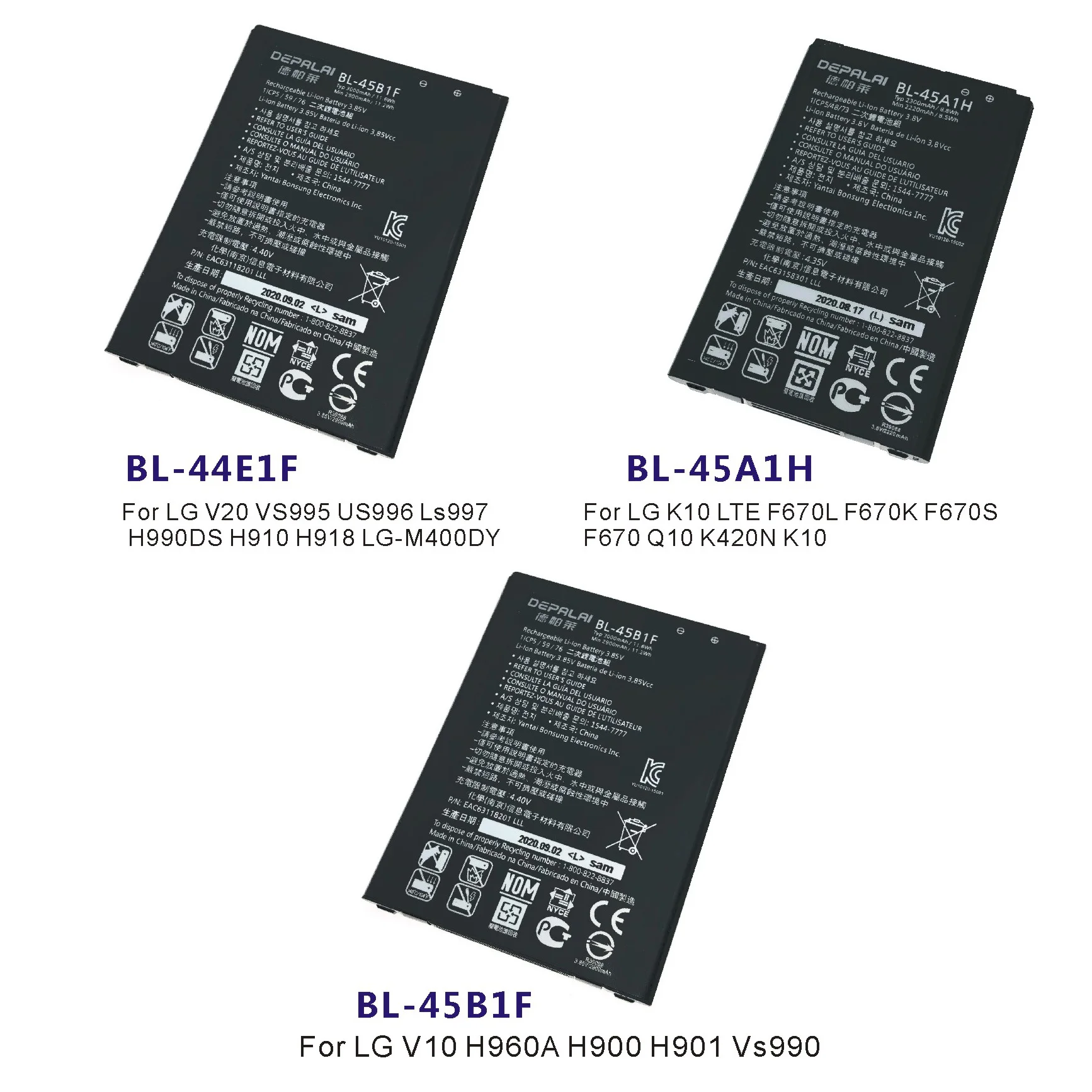 phone battery bl 44e1f bl 45a1h bl 45b1f for lg v20 vs995 us996 ls997 k10 lte f670l k s q10 k420n v10 h960a h900 vs990 batteries free global shipping