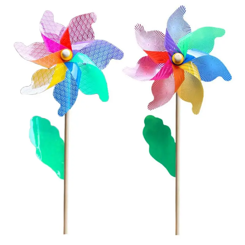 

3pcs Wood Windmill Wind Spinner Pinwheel Home Garden Yard Decoration Kids Toys Y4UD
