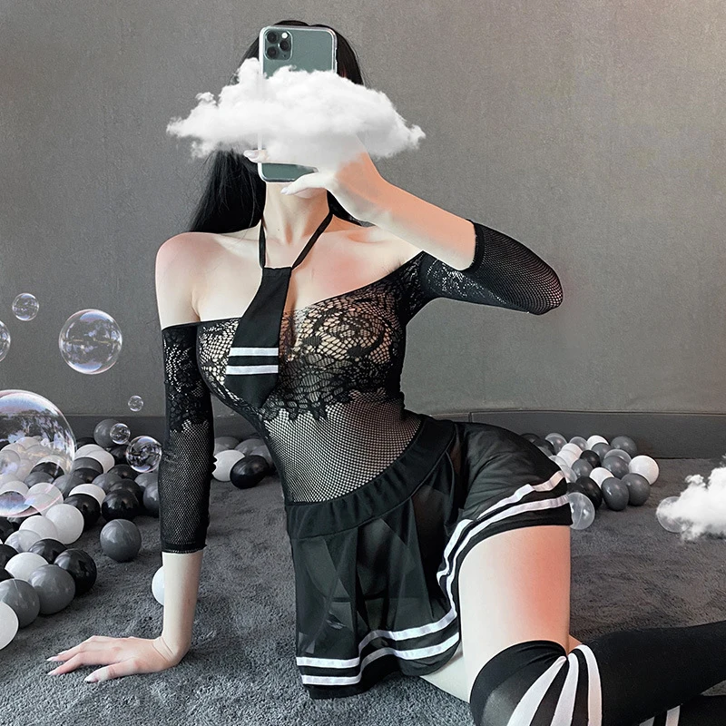 

Japanese Women's Erotic Lingerie Kawaii Student Role-playing Alternative Costume Exotic Sexy See-through Mesh Nightdress