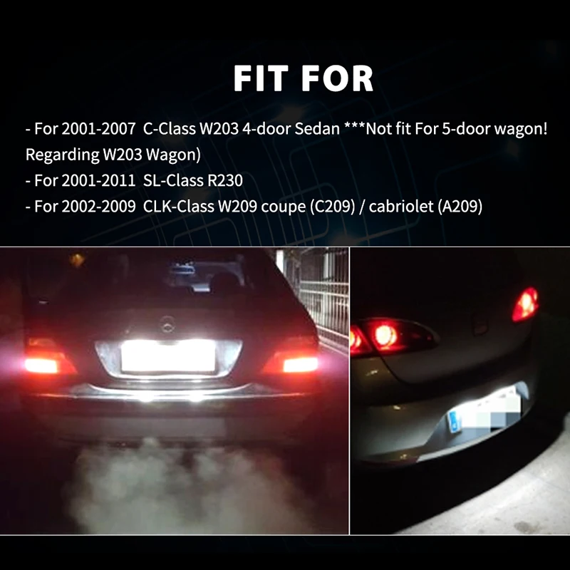 Для Mercedes Benz W203 R230 W209 C209 A209 SL CLK светодиодный номерной знак класса Canbus Авто задний
