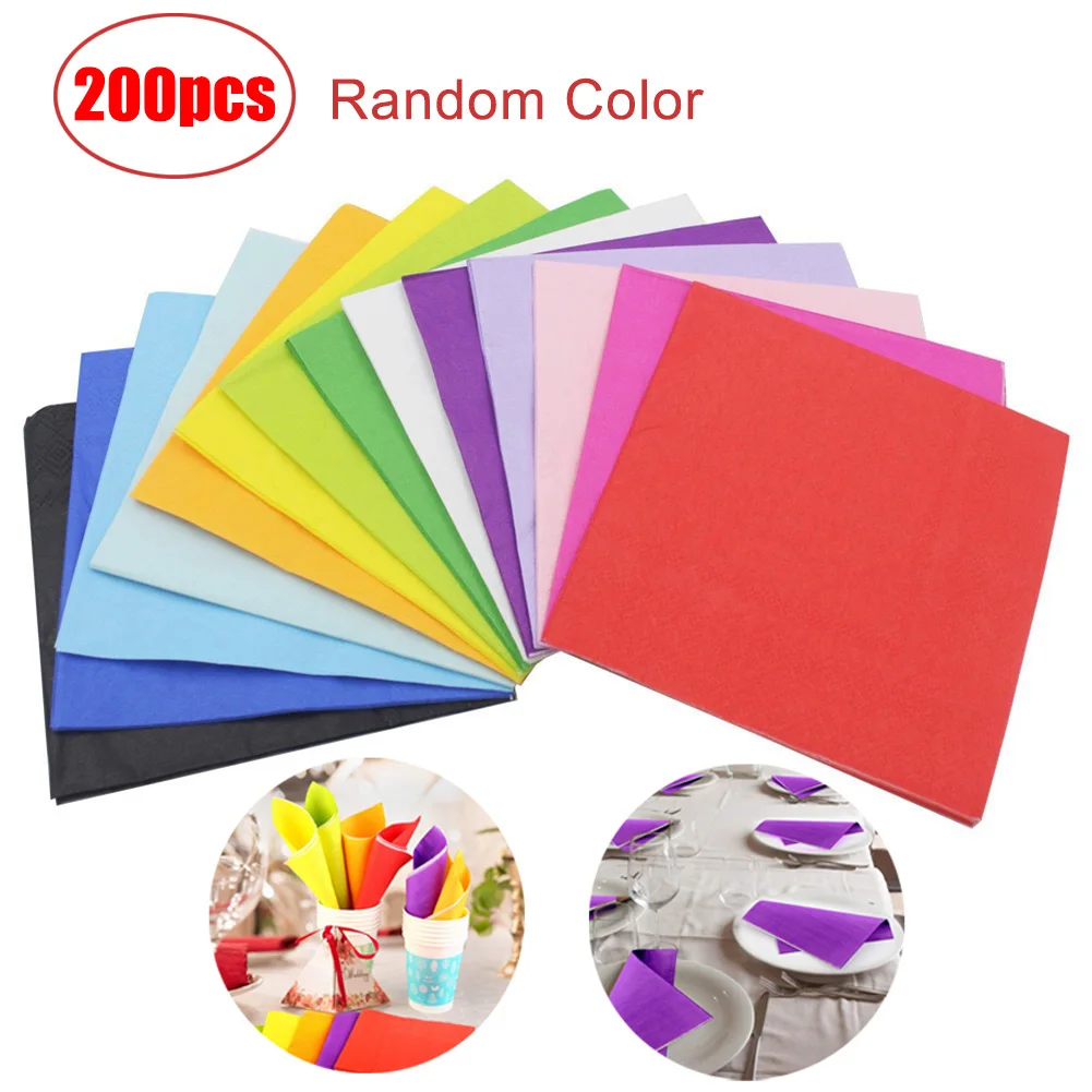 200 шт. сплошной Цвет бумажного венчания столовые салфетки для декупажа печатных