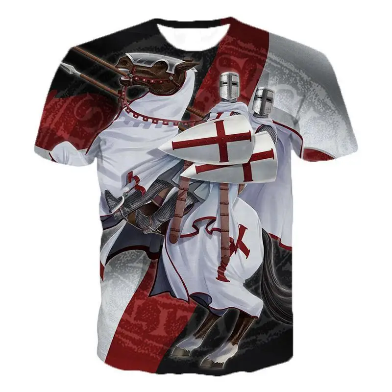 

2021 Knight Templar Men's T-shirt 3D Printing T-shirt Knight Templar Fashion Casual T-shirt Hip Hop Harajuku Streetwear Tops