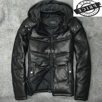 100 real leather coat men winter duck down genuine leather jacket man streetwear sheepskin coat warm bomber jacket w23a2