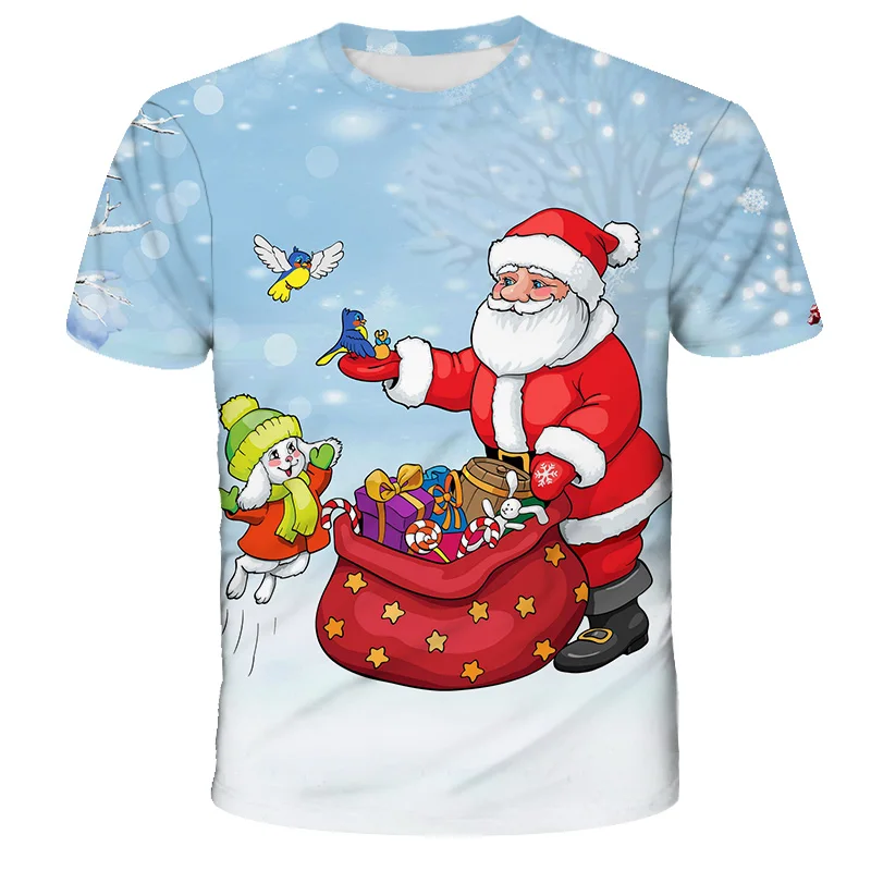 

2020 New Merry Christmas Sports Kids T-shirt 3D Cartoon Casual Cute Fun Family Street T shirt O-Neck All-match Trendy Summer Top