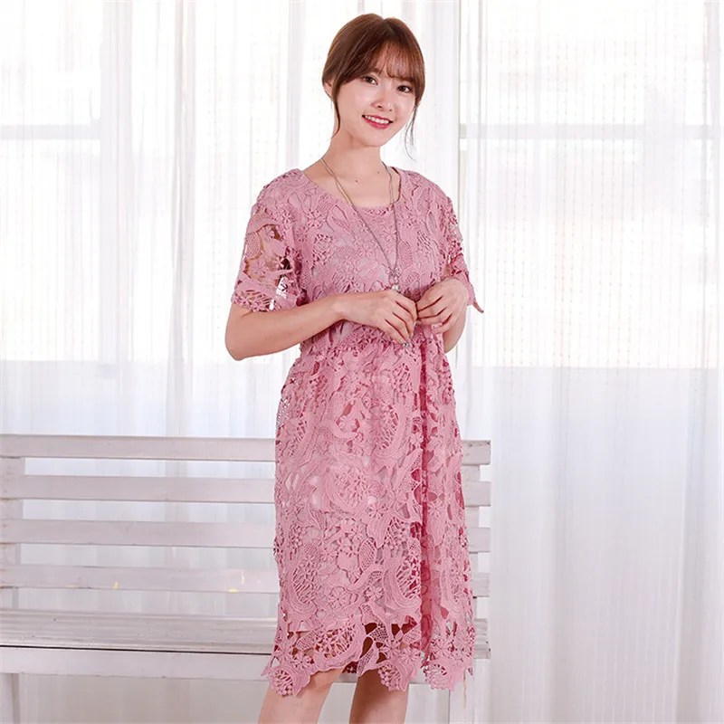 

Postpartum Mummy Breast-Feeding Mom Out Going Dress Large Printed Lace Maternity Dresses Side Breastfeeding Design Pragent Dress