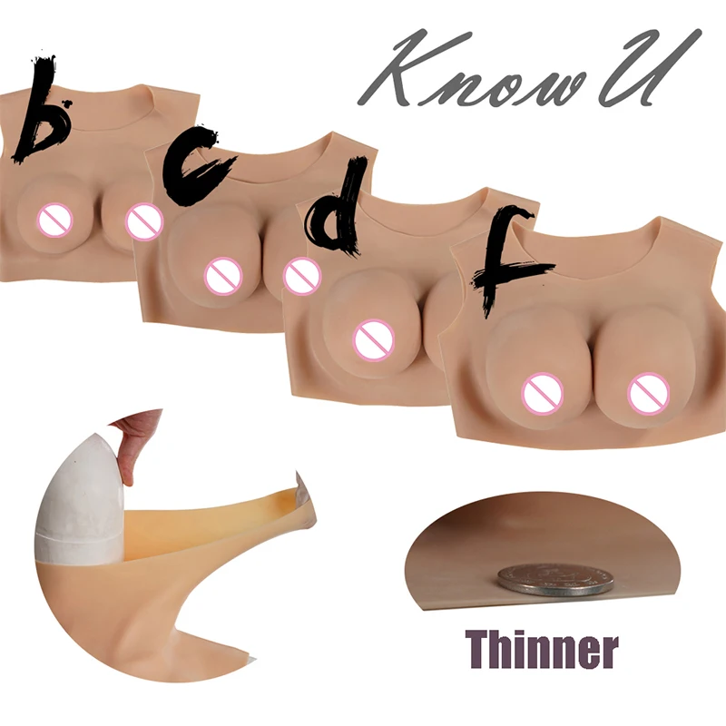 KnowU B C D F Cup Silicone Breast Forms Fake Boobs Cotton Filler For Crossdresser Cosplay Thinner Material