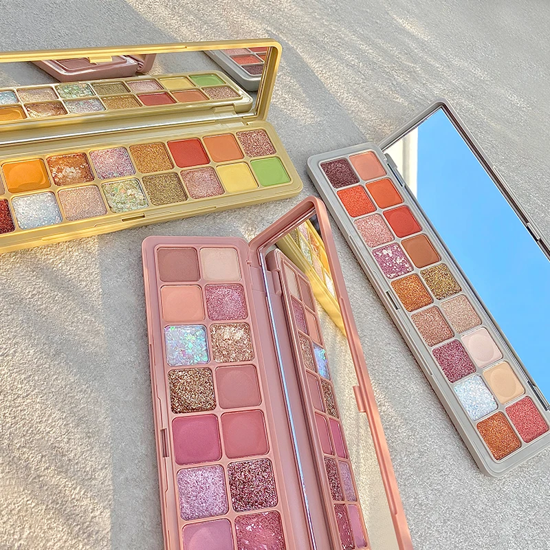 18 цветов модные тени для век палитра матовые блестящие макияж телесного цвета
