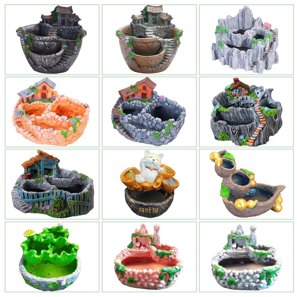 

RBCFHI 1PC Succulent Plants Planter Flowerpot Resin Flower Pot Desktop Potted Holder Home Garden Decoration Plants Flower Pots