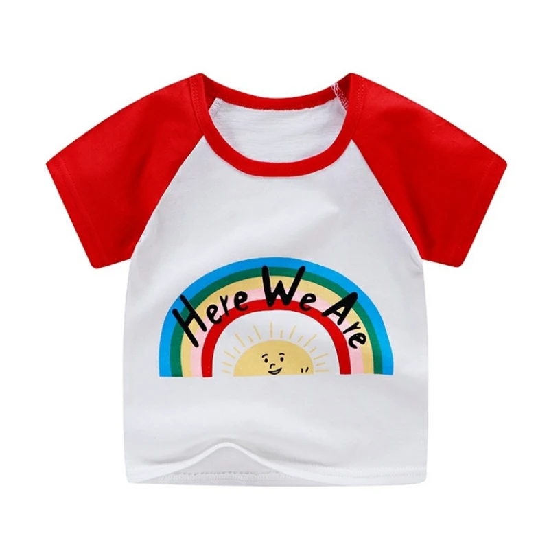 Новый продукт детский хлопковый топ с мультяшным дизайном для мальчиков летняя