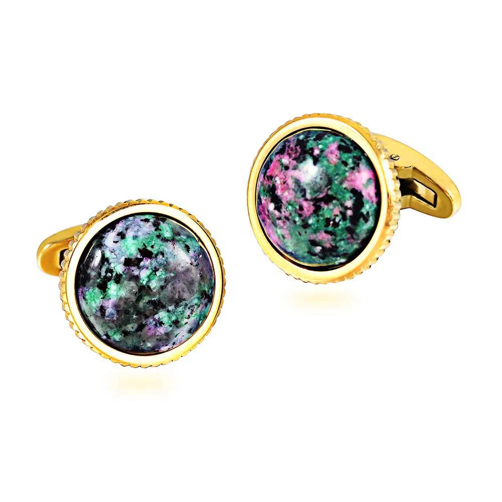 Фиолетовые запонки из нержавеющей стали для рубашки под смокинг с цветком Хаоса |