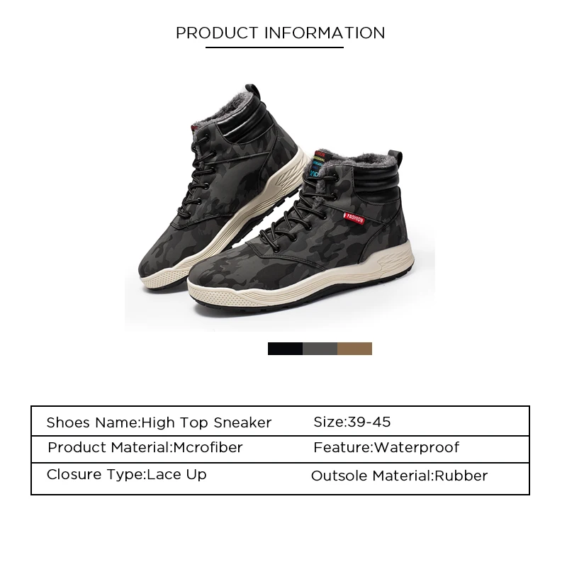 BESCONE/мужские высокие зимние кроссовки уличная Водонепроницаемая теплая плюшевая