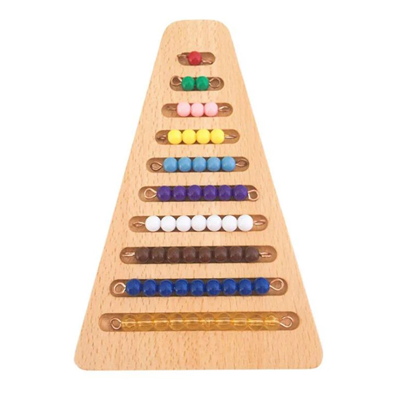 

Kids Toy Montessori Math Materials Wooden Colored Bead Stair Board Color Beads Beech Wood Board Early Educational Learning Gifts