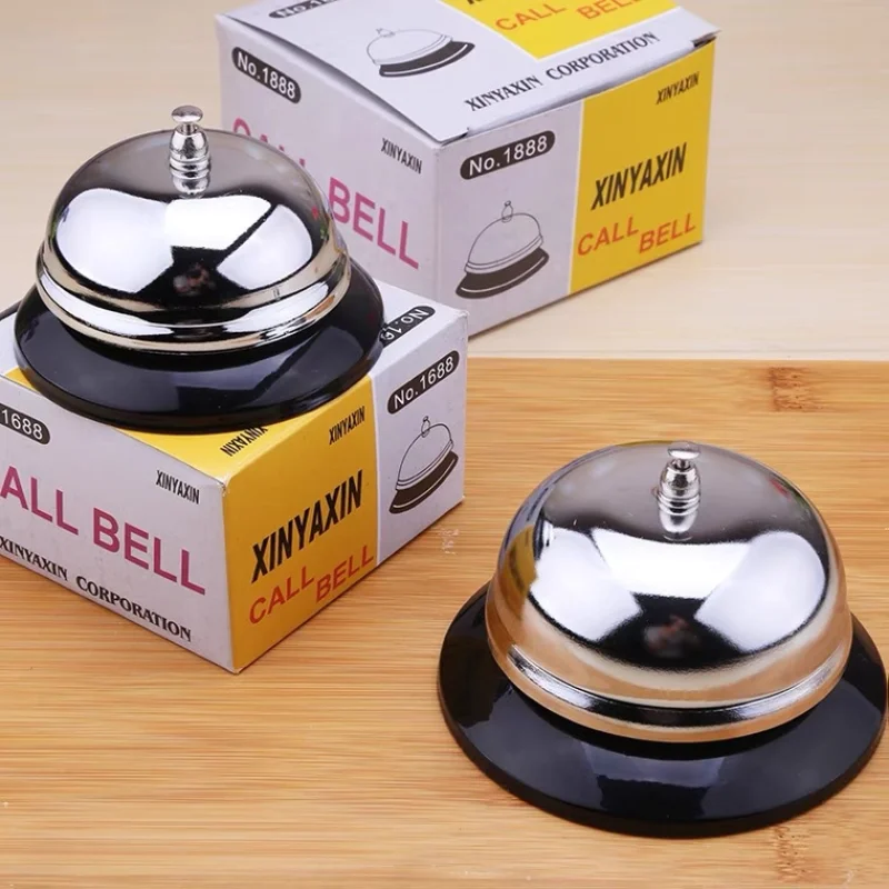 

2021 Hot Small Bell Bar Counter Silver Bell Desk Kitchen Counter Restaurant Pass Kitchen Bell Ring Service Reception Hotel Dish