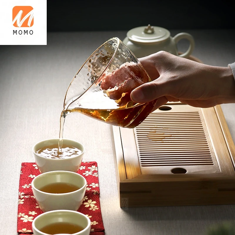

Glass Fair Cup Kung Fu Tea Set Tea Pot Fair Cup Simple Tea Pitcher Japanese Style Hammer Pattern Fair Mug Thick Heat-Resistant
