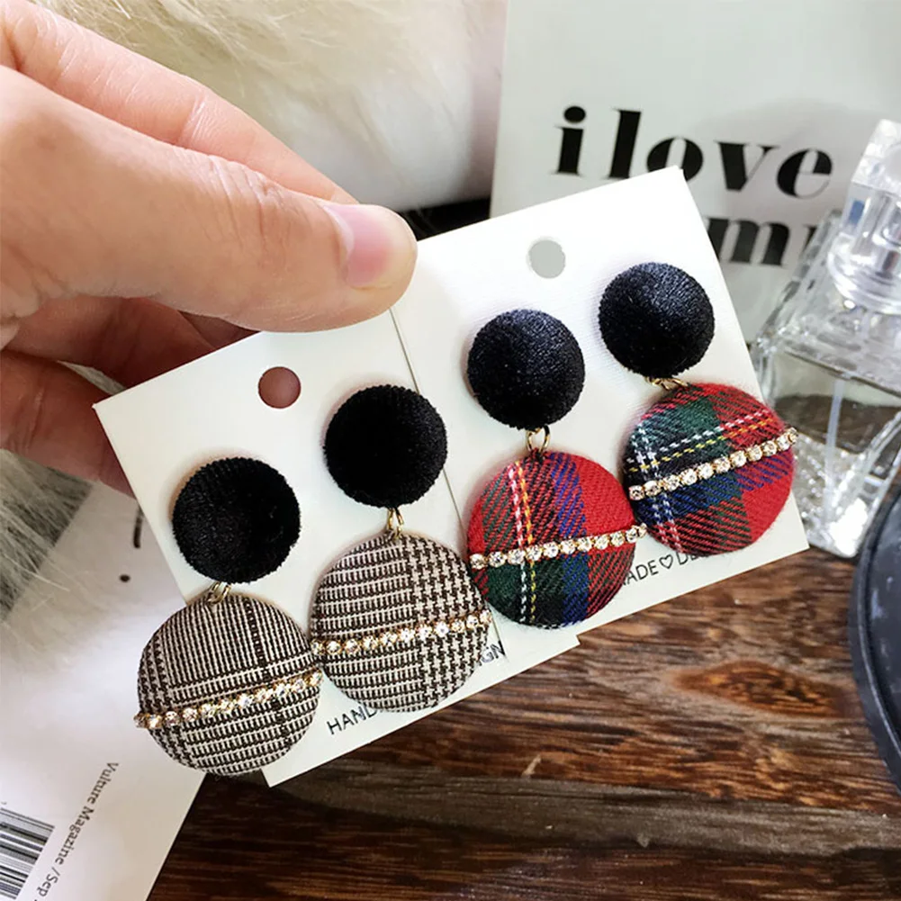 Сезон осень зима Женская обувь 1 пара бархат решетки серьги круг и милом