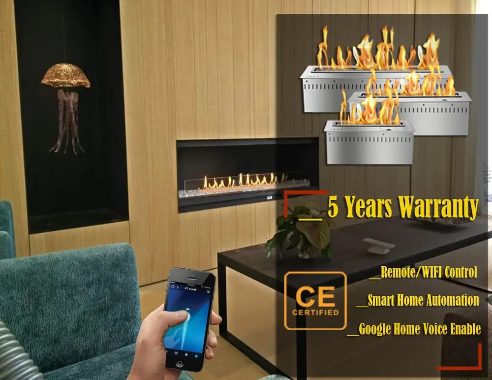 

Inno-Fire 18 inch intelligent ethanol burner stainless steel electric fire place