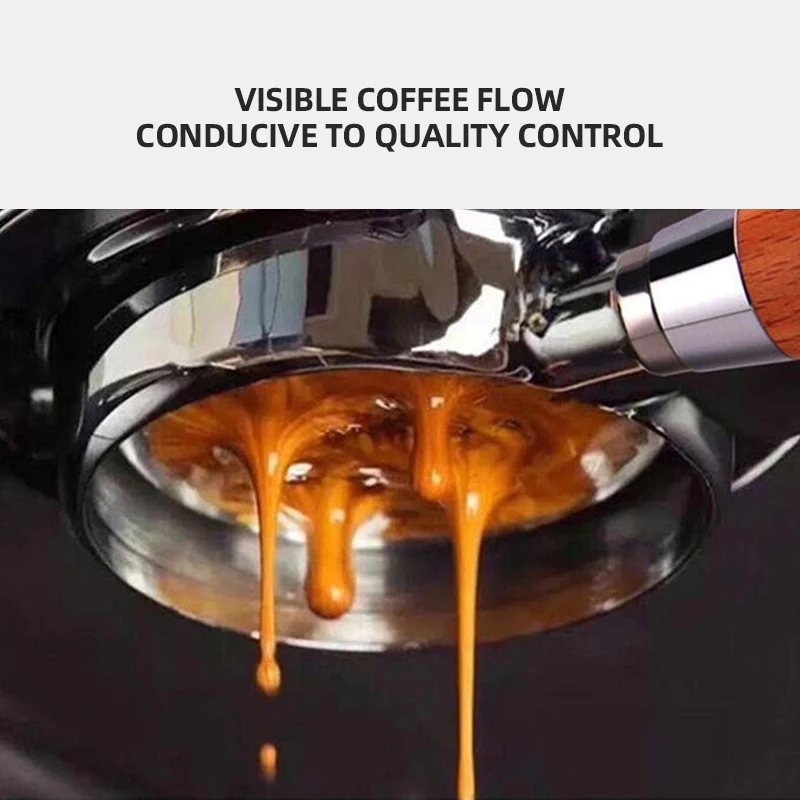 M&aacute;quina de caf&eacute; EXPOBAR E61, m&aacute;quina de caf&eacute; de madera maciza con mango sin fondo, portafiltro de 58MM, cabezal de grupo de aplicaci&oacute;n universal, caoba sin fondo Po-2