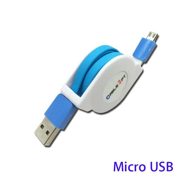 Blue Micro usb 2/3 м микро USB Выдвижной зарядный кабель для Samsung Galaxy J3, J5, J7 года Redmi 8 7A 7 6 портативное зарядное устройство адаптер кабель - Цвет: Blue Micro usb