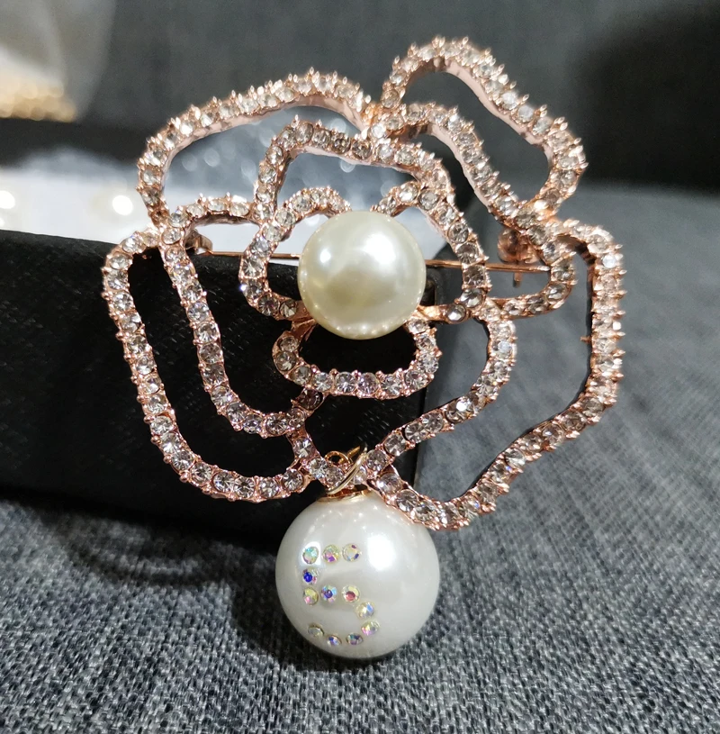 Дизайнерские булавки для шарфа с кристаллами женщин булавка лацкана жемчугом № 5