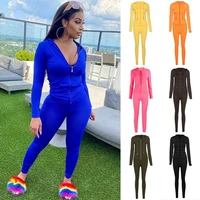 autumn two piece womens long sleeved hooded zipper pocket sports jacket leggings matching set exercise stretch clothing
