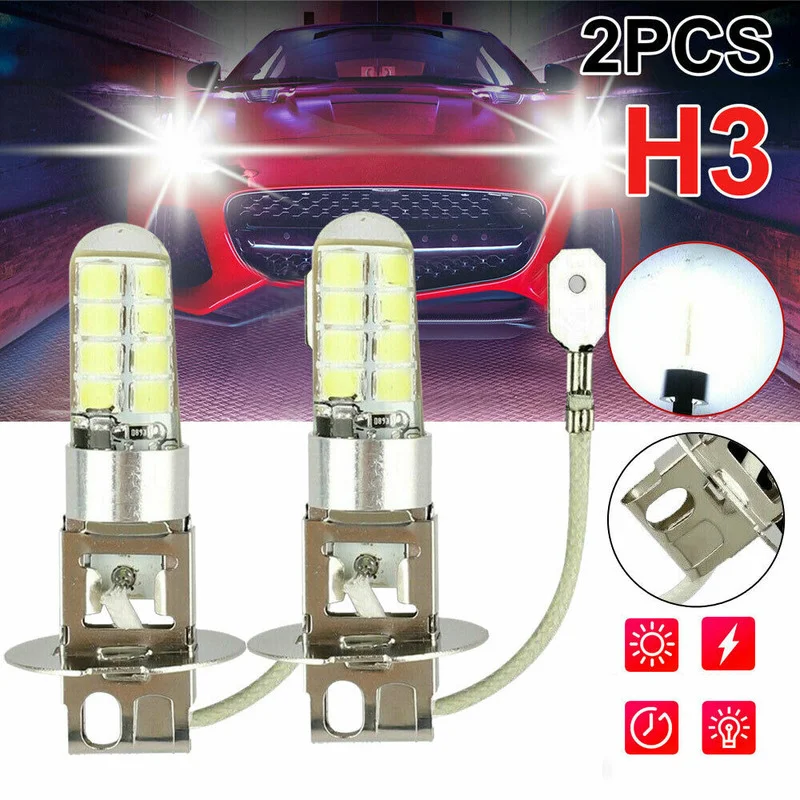 

2Pc H3 16-LED 12V Car Fog Light Bulbs Headlight Driving Lamp 6000K White Replaceable Bright Accessories Universal Exterior Parts