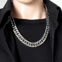 polished mens necklace wide 6810121417mm stainless steel silver color double cuban curb chain womens necklace or bracelet