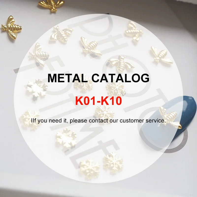 

100pcs/lot K01-K10 Metal Catalog Nail Art Decorations Nails Accesorios Supplies Jewelry Designs Charms
